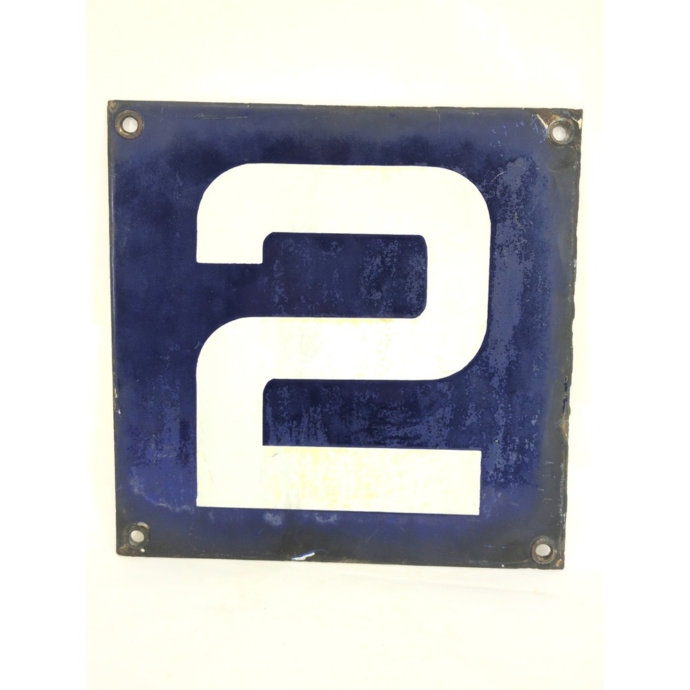 VTG Porcelain Road Sign Mile Marker Number # 2 8" Oil Gas Garage RR Address